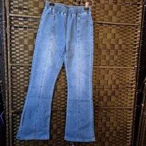 Bell bottom blue jeans